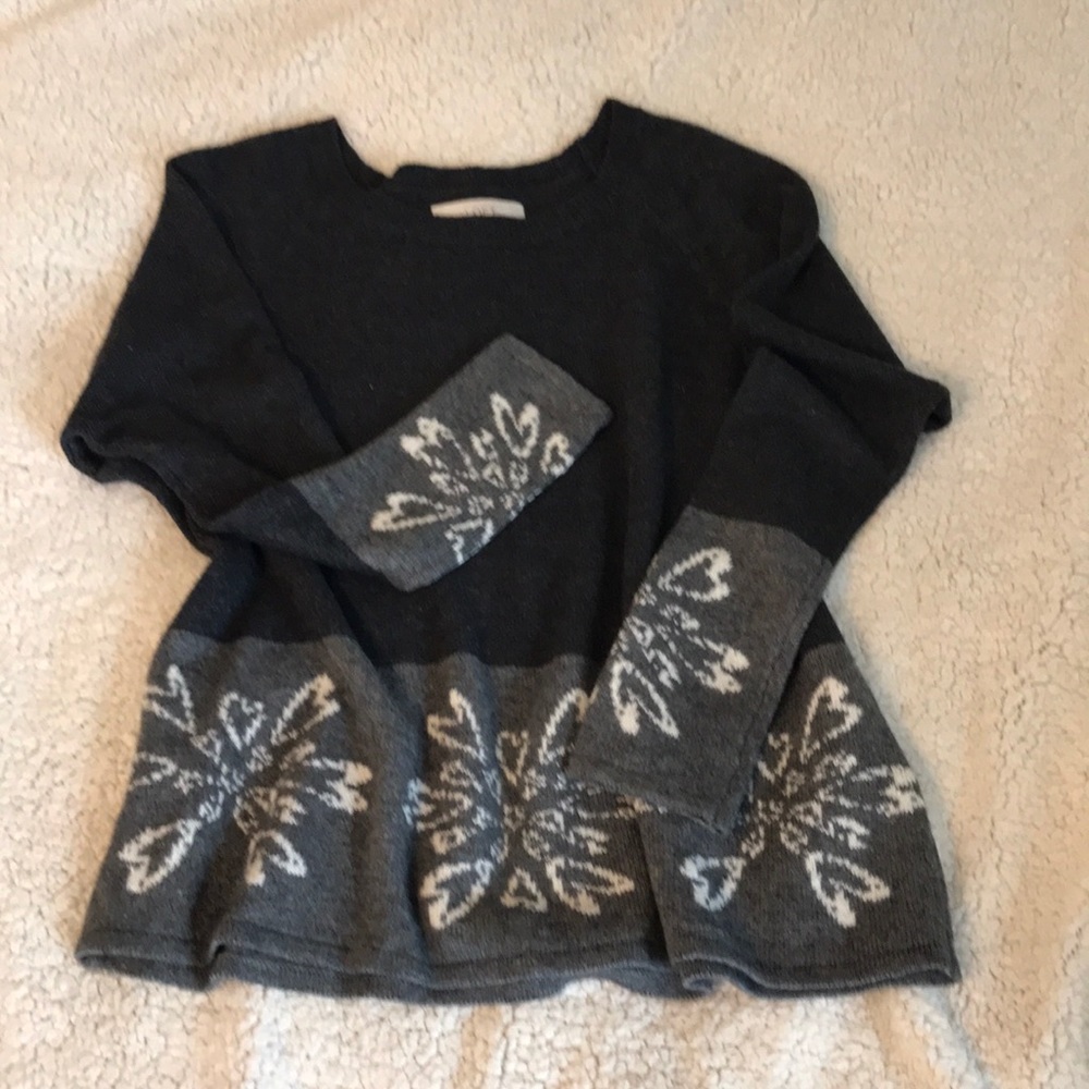 LOFT two-tone gray snowflake sweater